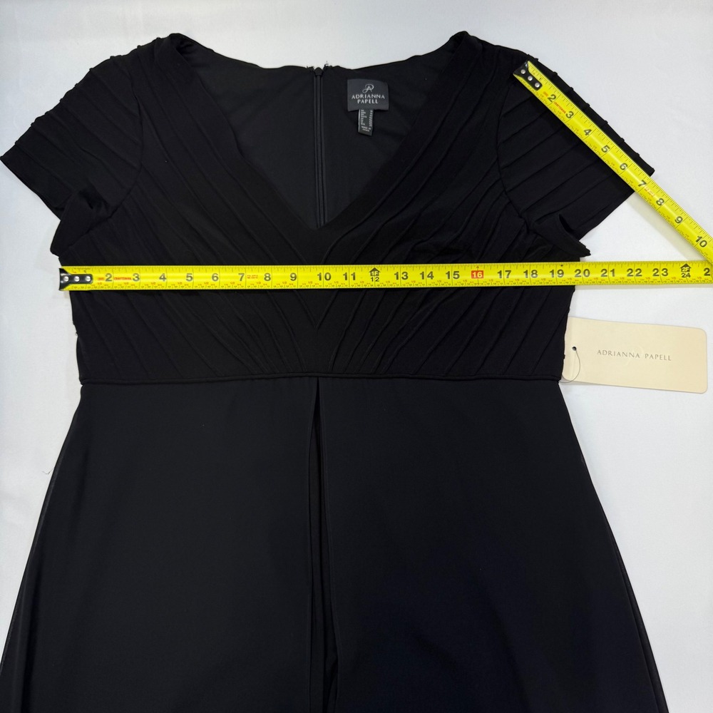 NEW Adrianna Papell Cropped Jumpsuit Skirted Overlay US 16 Black V-Neck Formal - Picture 8 of 16